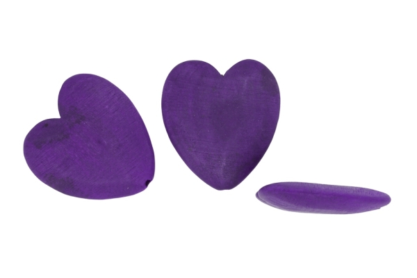 WOODEN BEADS - HEART SHAPED - 43х37х8 MM PURPLE - 50 PCS Hole:3.0mm