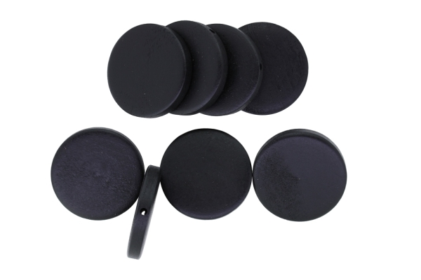 WOODEN BEADS - FLAT ROUND - 30х5mm BLACK 26 - 100pcs. Hole:2.5mm