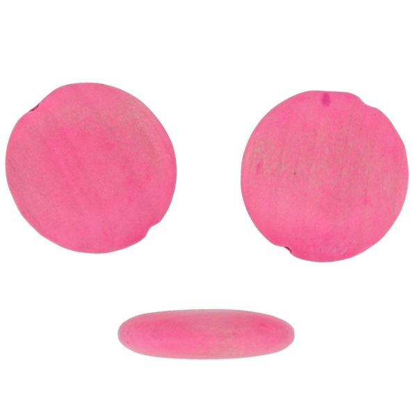 WOODEN BEADS - DISK FLAT ROUND - 32х8mm PINK - 50pcs. Hole:3.0mm