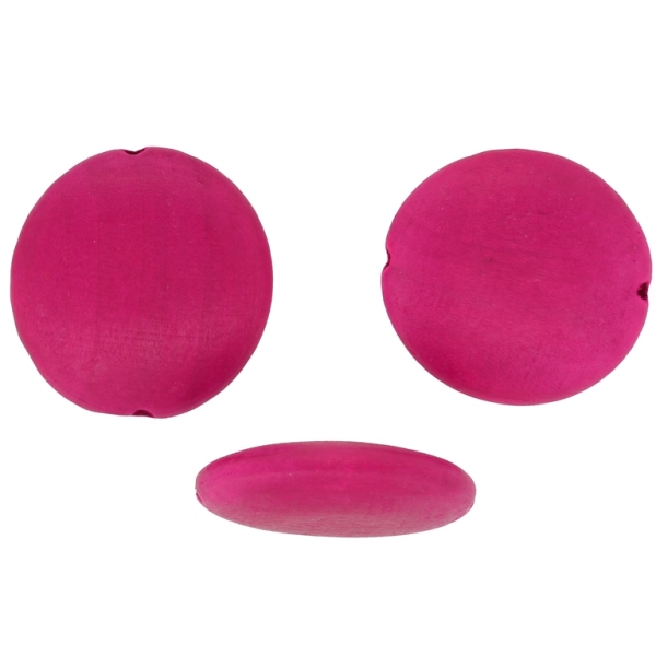 WOODEN BEADS - DISK FLAT ROUND - 32х8mm CYCLAMEN (DARK) - 50pcs. Hole:3.0mm