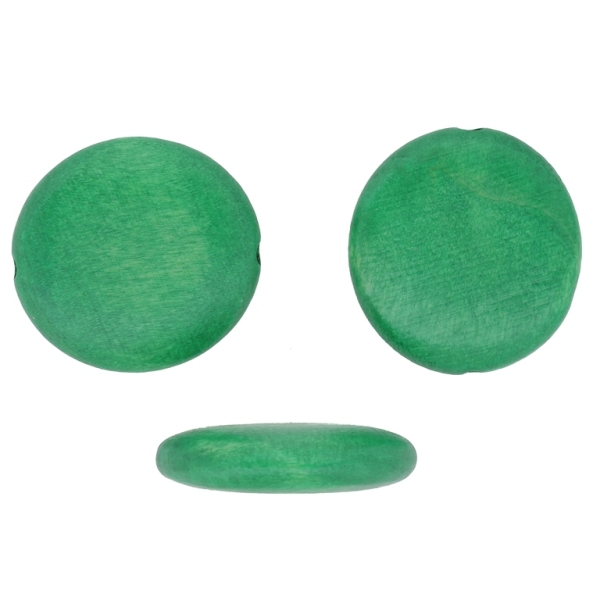 WOODEN BEADS - DISK FLAT ROUND - 32х8mm GREEN GRASSY - 50pcs. Hole:3.0mm