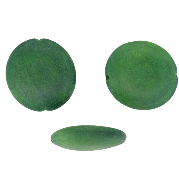 WOODEN BEADS - DISK FLAT ROUND - 32х8mm GREEN (DARK) - 50pcs. Hole:3.0mm