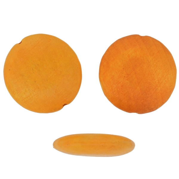 WOODEN BEADS - DISK FLAT ROUND - 32х8mm ORANGE (LIGHT) - 50pcs. Hole:3.0mm