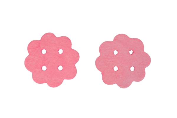 WOODEN BASICS - FLOWERS 01 - 40х2.5mm - PINK - 100pcs. Hole-2.0mm