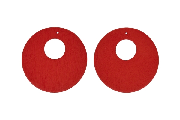 WOODEN BASICS - CIRCLE 15 - 49х2mm - RED - 100pcs. Hole-2.0mm