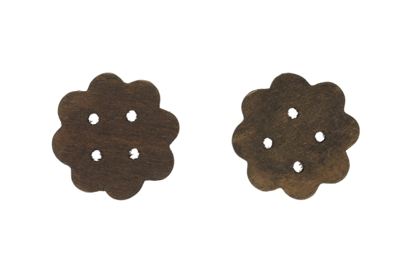 WOODEN BASICS - FLOWERS 01 - 40х2.5mm - BROWN - 100pcs. Hole-2.0mm