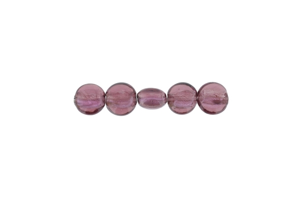 GLASS BEADS - MURANO STYLE - BONIBON WITH SILVER FILLING - 12х8mm CYCLAMEN (DARK) - 160pcs. Hole:1.5mm