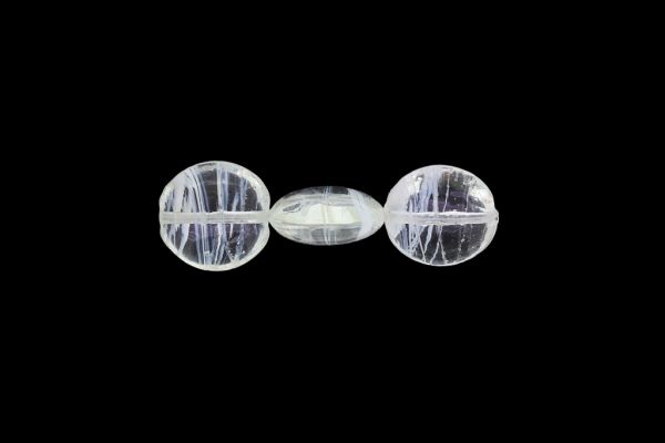 СТЪКЛЕНИ МЪНИСТА - ТИП МУРАНО - БОНИБОН С ИВИЦИ 03 - ПРОЗРАЧНИ - 20х10мм БЯЛО - ПАКЕТ 60 бр. Отвор-1.5мм