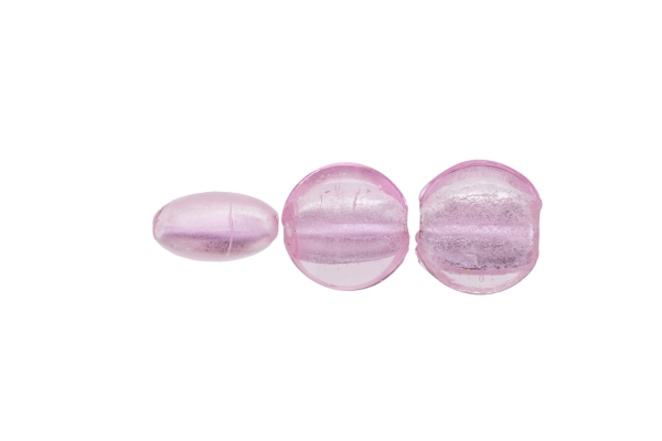 GLASS BEADS - MURANO STYLE - BONIBON WITH SILVER FILLING - 20х10mm PINK (LIGHT) - 60pcs. Hole:1.5mm