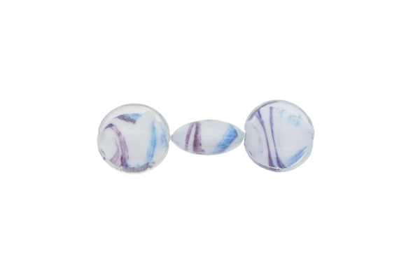 GLASS BEADS - MURANO STYLE - BONIBON WITH COLORFUL FILLING - 20х10mm WHITE-BLUE (LIGHT)-PURPLE - 60pcs. Hole:1.5mm