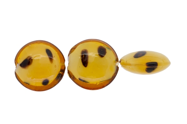 GLASS BEADS - MURANO STYLE - BONIBON WITH WHITE FILLING - 29х13mm BROWN (LIGHT) WITH BROWN - 30pcs. Hole:1.5mm