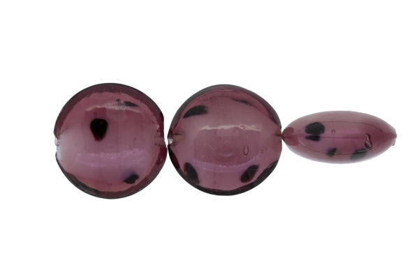 GLASS BEADS - MURANO STYLE - BONIBON WITH WHITE FILLING - 29х13mm ROSE DUST (DARK) WITH BROWN - 30pcs. Hole:1.5mm