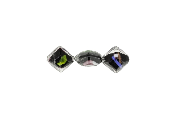 GLASS BEADS - MURANO STYLE - SQUARE FACETED WITH SPOTS - TRANSPARENT - 16х16х9mm WHITE-BLACK-COLORFUL - 100pcs. Hole:1.5mm