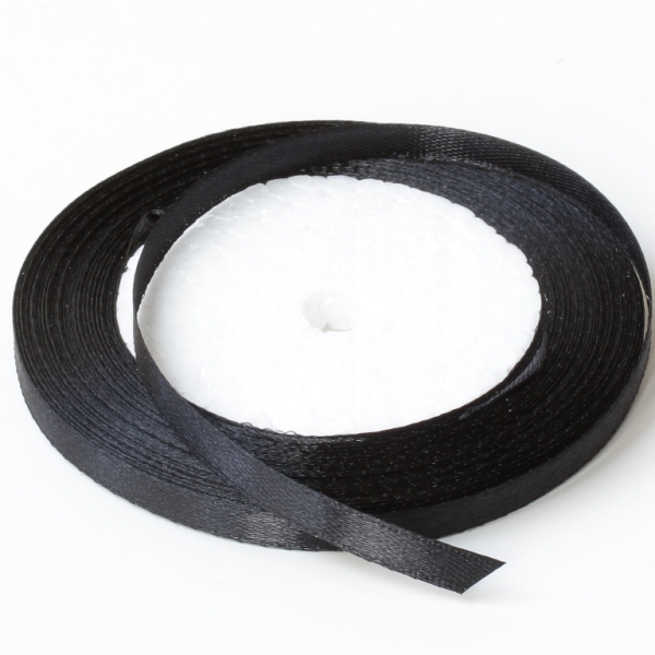 SATIN RIBBON 0.6cm - BLACK 039 - 25yards(22m)