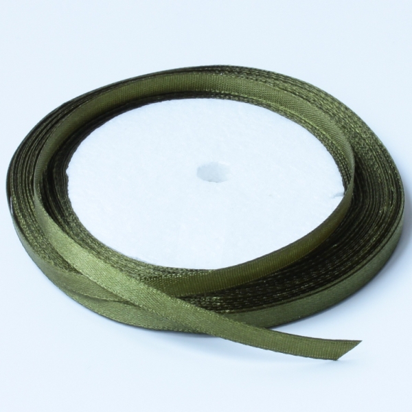 SATIN RIBBON 0.6cm - GREEN MILITARY (DARK) 094 - PACKAGE 10x25yards(22m)