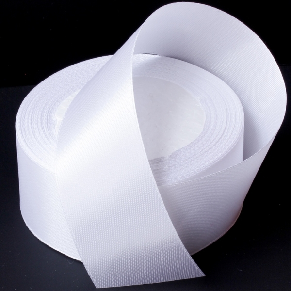 SATIN RIBBON 4.0cm - WHITE 001 - PACKAGE 5x25yards(22m)