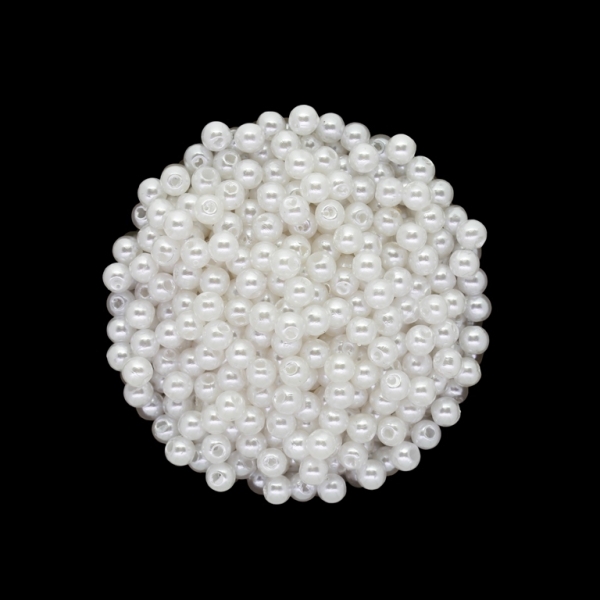 ACRYLIC IMITATION PLASTIC PEARLS - BALL - 4mm WHITE 01 - PACKAGE 500g Hole-1.5mm (18300 pcs.)