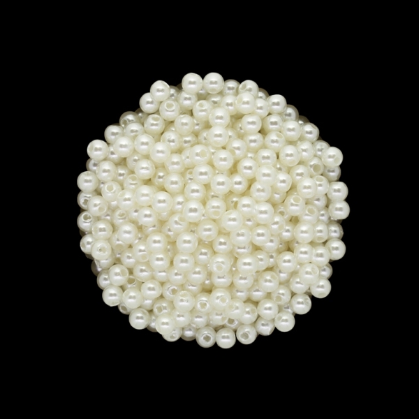 ACRYLIC IMITATION PLASTIC PEARLS - BALL - 4mm ECRU 02 - PACKAGE 500g Hole-1.5mm (18300 pcs.)