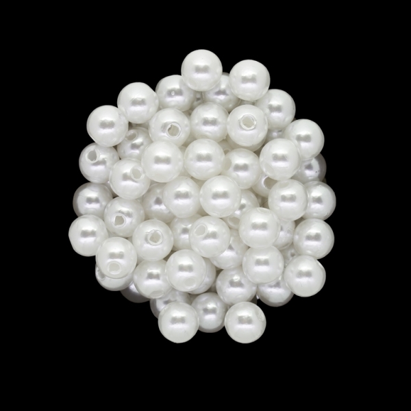 ACRYLIC IMITATION PLASTIC PEARLS - BALL - 8mm WHITE 01 - 50g Hole-2.5mm (210 pcs.)