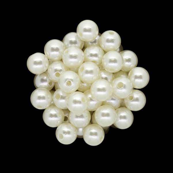 ACRYLIC IMITATION PLASTIC PEARLS - BALL - 10mm ECRU 02 - 50g Hole-2.8mm (90 pcs.)