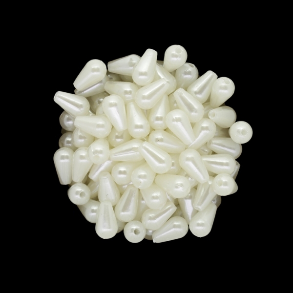 ACRYLIC IMITATION PLASTIC PEARLS - DROP - 10x6mm IVORY 02 - PACKAGE 500g Hole-1.6mm (2900pcs.)