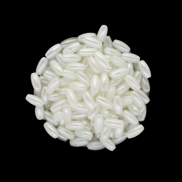 ACRYLIC IMITATION PLASTIC PEARLS - ELLIPSE - 8x4mm WHITE 01 - PACKAGE 500g Hole-1.6mm (7300pcs.)