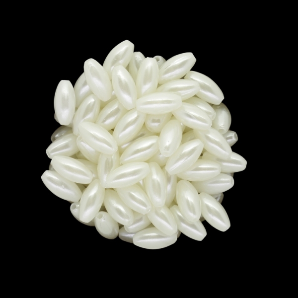 ACRYLIC IMITATION PLASTIC PEARLS - ELLIPSE - 12x6mm IVORY 02 - PACKAGE 500g Hole-1.6mm (2400pcs.)