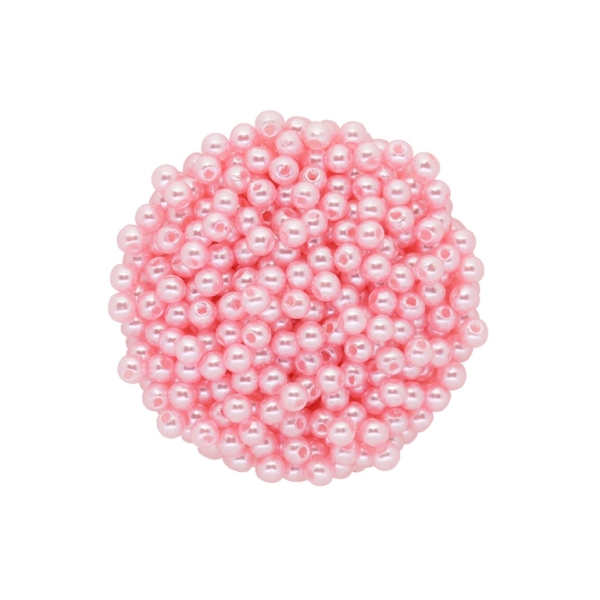 ACRYLIC IMITATION PLASTIC PEARLS - BALL - 4mm PINK (LIGHT) 14 - PACKAGE 500g Hole-1.5mm (18000pcs.)