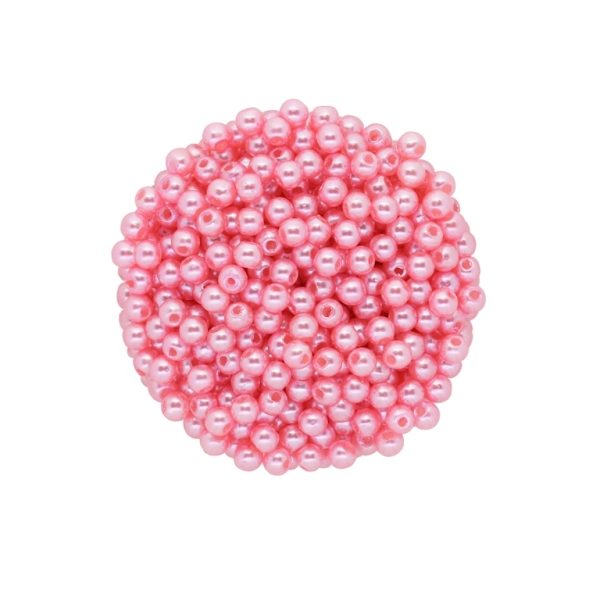 ACRYLIC IMITATION PLASTIC PEARLS - BALL - 4mm PINK (DARK) 17 - PACKAGE 500g Hole-1.5mm (18000pcs.)