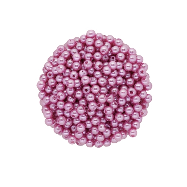 ACRYLIC IMITATION PLASTIC PEARLS - BALL - 4mm PURPLE (LIGHT) 37 - PACKAGE 500g Hole-1.5mm (18000pcs.)