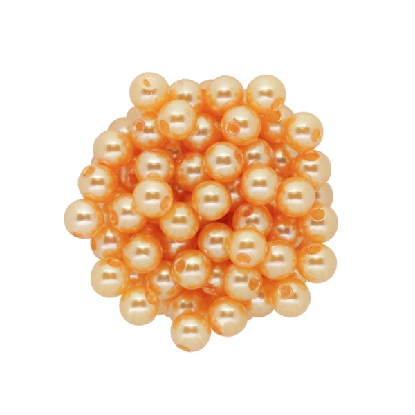 ACRYLIC IMITATION PLASTIC PEARLS - BALL - 8mm ORANGE 27 - PACKAGE 500g Hole-2.5mm (2100pcs.)