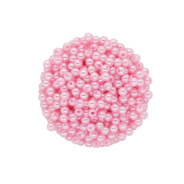 ACRYLIC IMITATION PLASTIC PEARLS - BALL - 4mm PINK 15 - 50g Hole-1.5mm (1800pcs.)