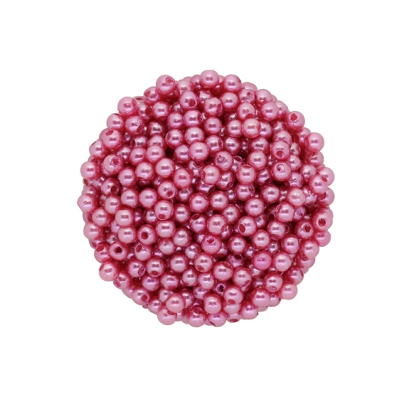 ACRYLIC IMITATION PLASTIC PEARLS - BALL - 4mm ROSE DUST 11 - 50g Hole-1.5mm (1800pcs.)