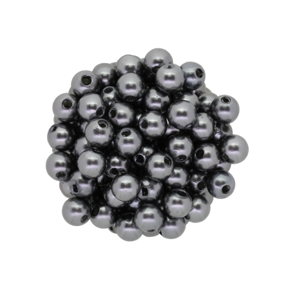 ACRYLIC IMITATION PLASTIC PEARLS - BALL - 8mm GRAY (DARK) 35 - 50g Hole-2.5mm (210pcs.)