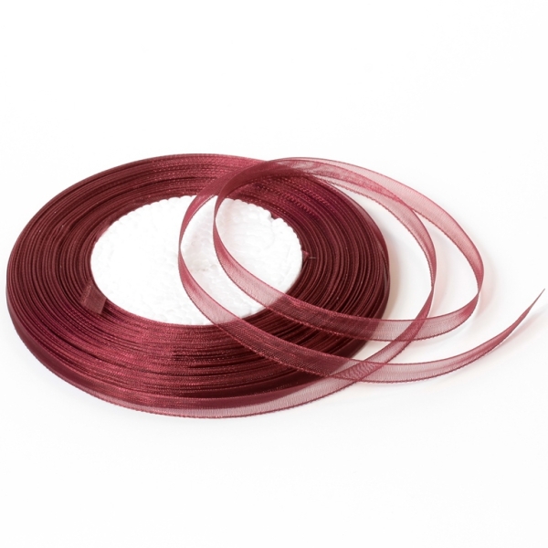 ORGANZA RIBBON 0.6cm - BORDEAUX 048 - PACKAGE 10x50yards(45m)