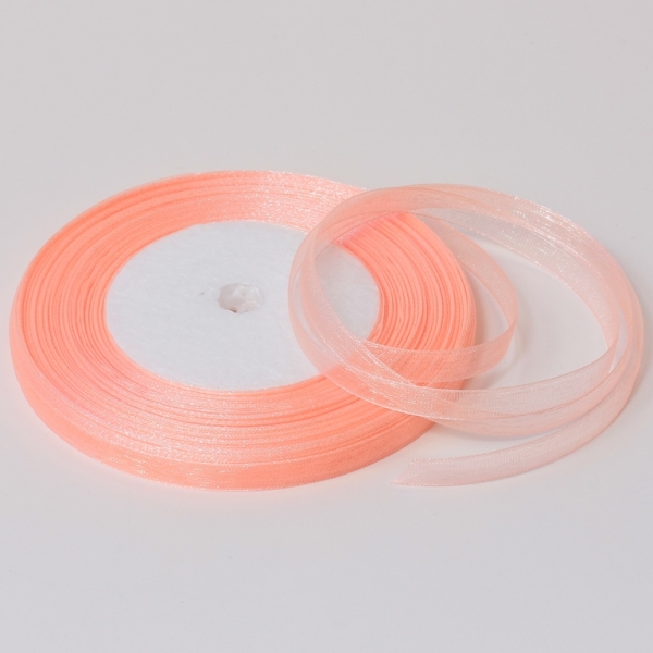 ORGANZA RIBBON 0.6cm - PEACH 022 - PACKAGE 10x50yards(45m)