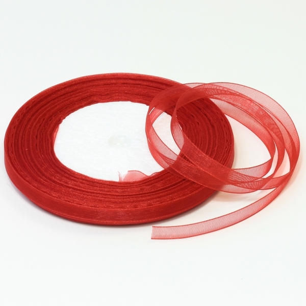 ORGANZA RIBBON 0.6cm - RED 026 - PACKAGE 10x50yards(45m)