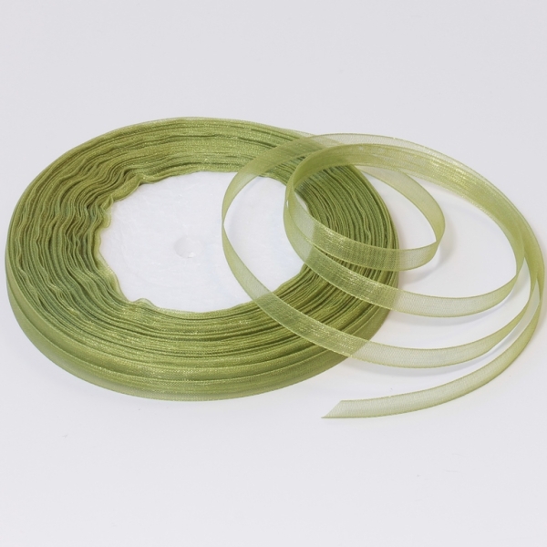 ORGANZA RIBBON 0.6cm - GREEN MILITARY 061 - 50yards(45m)