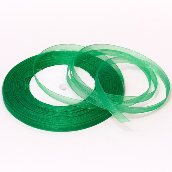 ORGANZA RIBBON 0.6cm - GREEN GRASSY 019 - 50yards(45m)