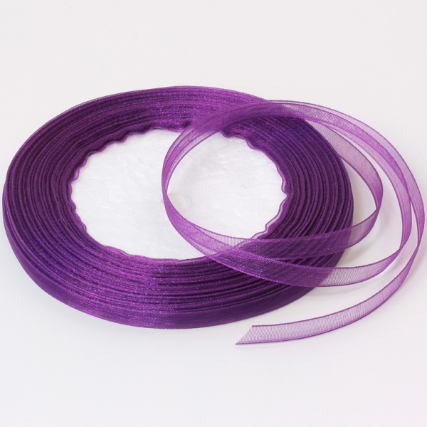 ORGANZA RIBBON 0.6cm - PURPLE (DARK) 035 - 50yards(45m)