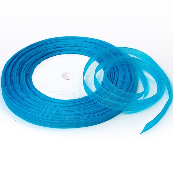 ORGANZA RIBBON 0.6cm - BLUE TURQUOISE 047 - 50yards(45m)