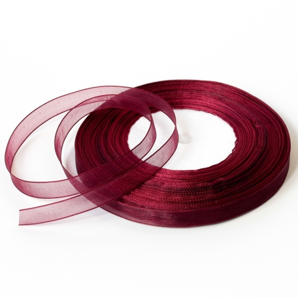 ORGANZA RIBBON 1.0cm - BORDEAUX (DARK) 176 - PACKAGE 10x50yards(45m)