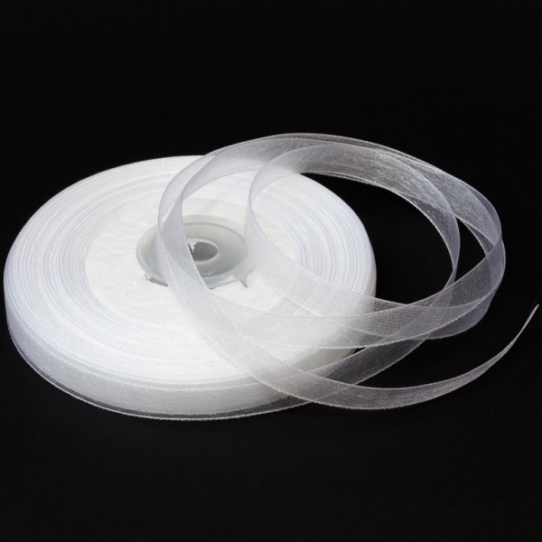 ORGANZA RIBBON 1.0cm - WHITE 001 - PACKAGE 10x50yards(45m)