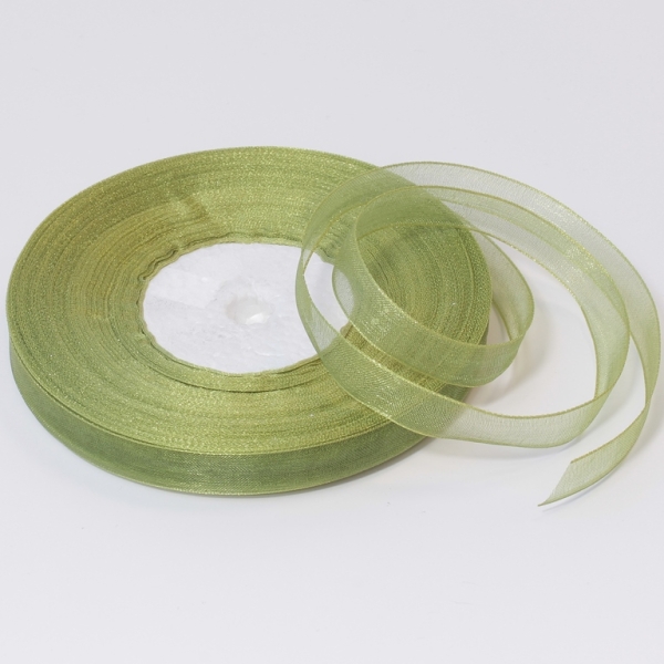 ORGANZA RIBBON 1.0cm - GREEN MILITARY 061 - PACKAGE 10x50yards(45m)