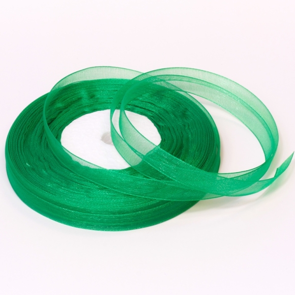 ORGANZA RIBBON 1.0cm - GREEN GRASSY 019 - PACKAGE 10x50yards(45m)