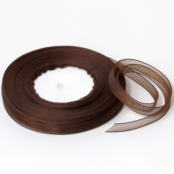 ORGANZA RIBBON 1.0cm - BROWN (DARK) 032 - PACKAGE 10x50yards(45m)