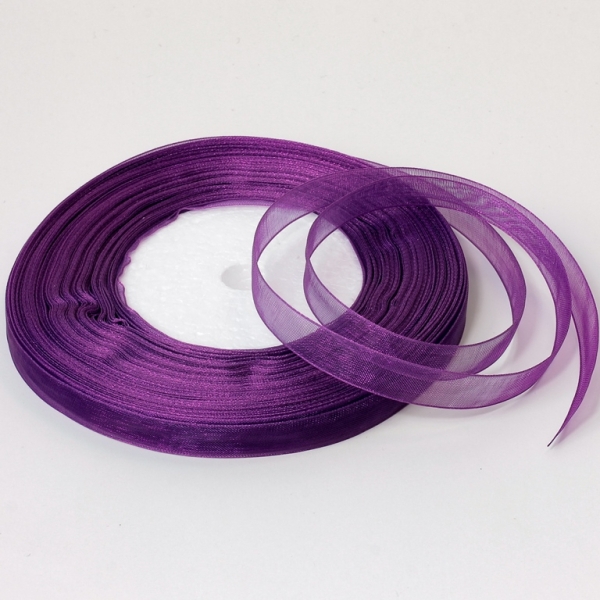 ORGANZA RIBBON 1.0cm - PURPLE (DARK) 035 - PACKAGE 10x50yards(45m)