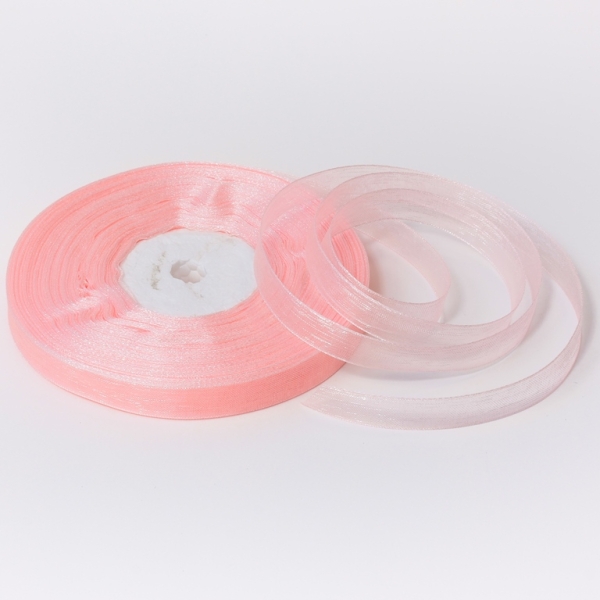 ORGANZA RIBBON 1.0cm - CORAL PINK (LIGHT) 043 - PACKAGE 10x50yards(45m)