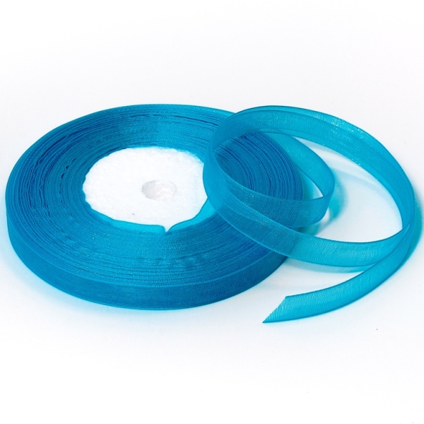 ORGANZA RIBBON 1.0cm - BLUE TURQUOISE 047 - PACKAGE 10x50yards(45m)