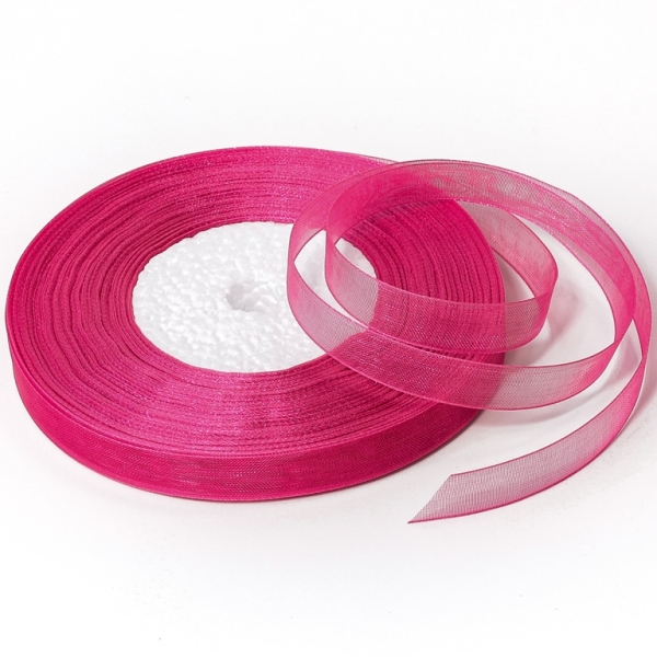 ORGANZA RIBBON 1.0cm - CYCLAMEN (DARK) 028 - PACKAGE 10x50yards(45m)